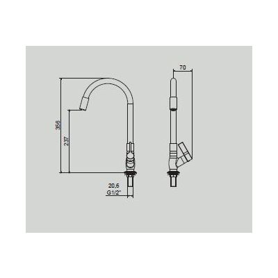 Torneira de Mesa para Cozinha Atria 1/2'' Preto/Cromado Meber