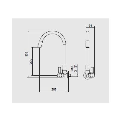 Torneira de Parede para Cozinha Atria 1/2'' Preto/Cromado Meber