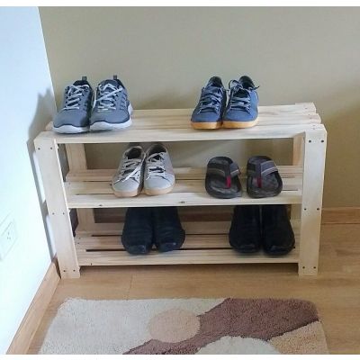 Sapateira Cubo Marcenaria Pinus 3 Andares 50x85x30cm