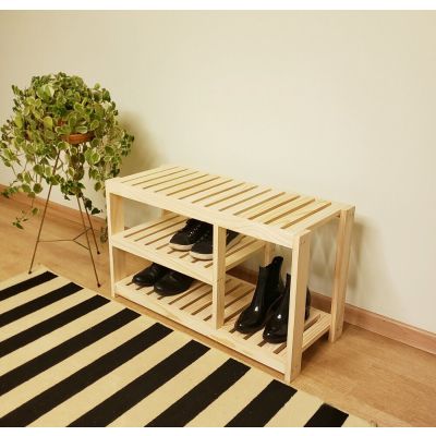 Sapateira Cubo Marcenaria Banco Pinus 47x80x33cm
