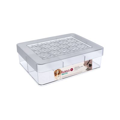 Caixa Organizadora c/Tampa e Divisória Hana Cristal P 15,5x20x6,2cm