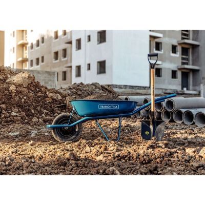 Carrinho de Mão com Caçamba Rasa 50L Azul Tramontina