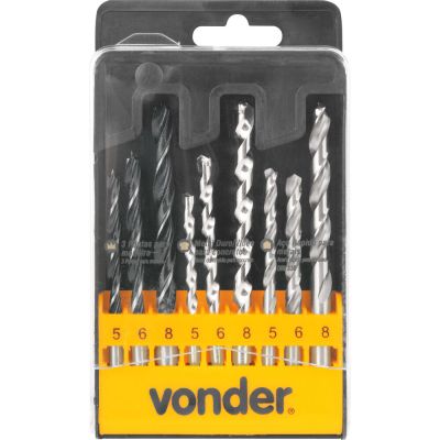 Kit Brocas Vonder para Madeira/Concreto 9 Peças