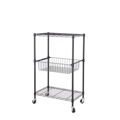 Carrinho Multiuso Supreme 80x35x55cm Preto Casa&Ideia