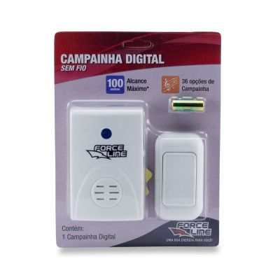 Campainha sem Fio Digital 7502 Branco Force Line