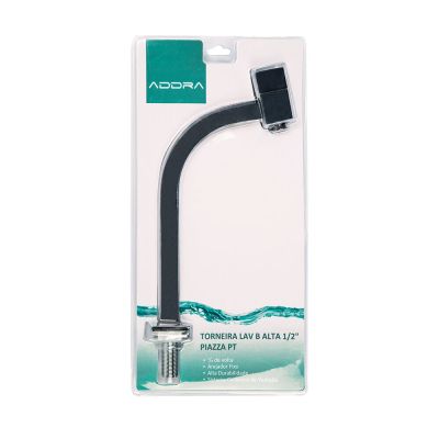 Torneira para Banheiro de Mesa Bica Alta 1/2 Piazza Preto Addra