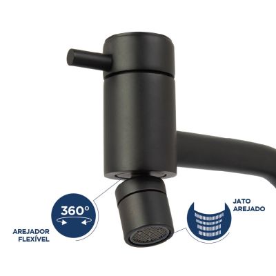 Torneira para Cozinha de Mesa Bica Alta 1/2" Lyn Preto Addra