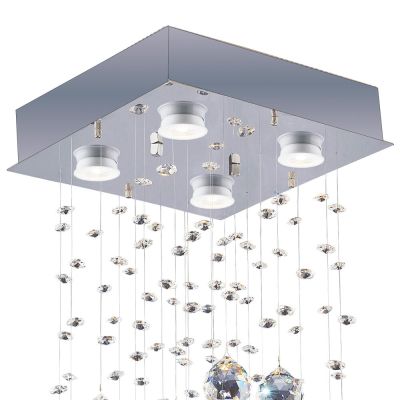 Plafon Bronzearte 4 Lâmpadas Crystal Spiral 30954 GU10 Cinza
