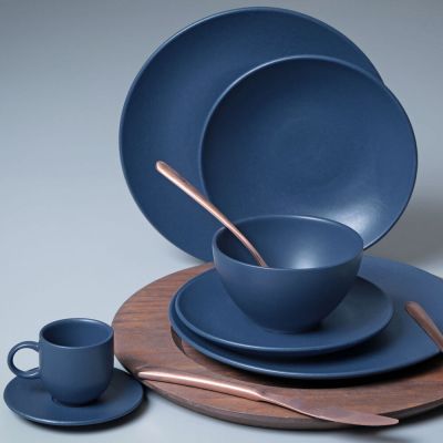 Xícara de Café com Pires Stoneware Boreal 97ml Azul Porto Brasil