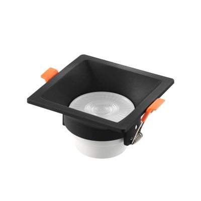Spot Recuado Embutir LED Quadrado Preto 6w 3.000k Luz Branco Quente Blumenau Iluminação