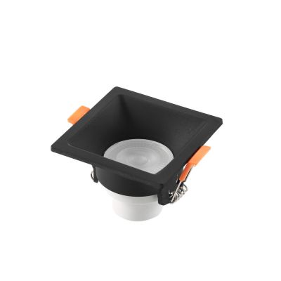 Spot Recuado Embutir LED Quadrado Preto 3w 3.000k Luz Branco Quente Blumenau Iluminação