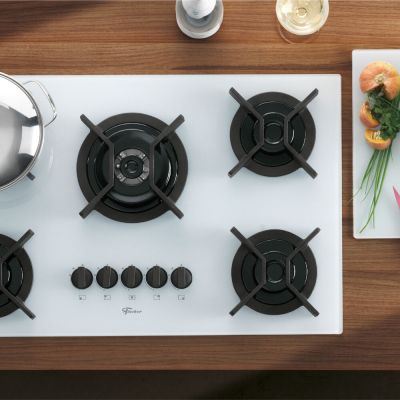 Cooktop a Gás 5 Bocas TC Infinity Vidro Branco Fischer