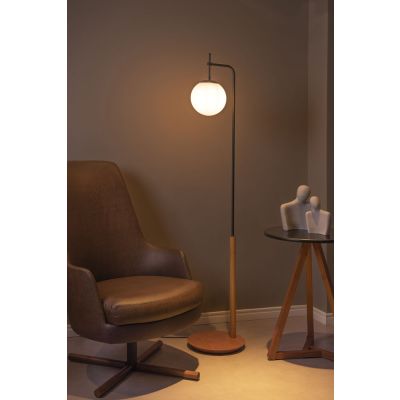 Luminária de Coluna Madelustre Esfera 1 Lâmpada E27 Castanho/Preto