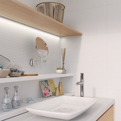 Revestimento de Parede Rig Bianco Acetinado Retificado Classe A 45x90cm Biancogres