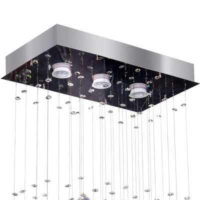 Plafon de Cristal Bronzearte 3 Lâmpadas GU10 Ball Inox