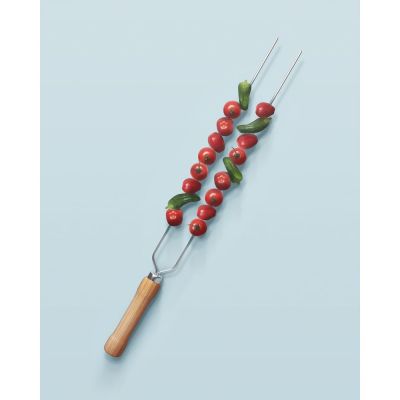 Espeto Duplo para Churrasco 65cm Cromado Mor