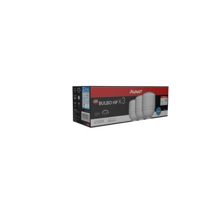 Pacote 3 Lâmpadas High LED 20W Bulbo 6500K Bivolt Luz Branca Avant