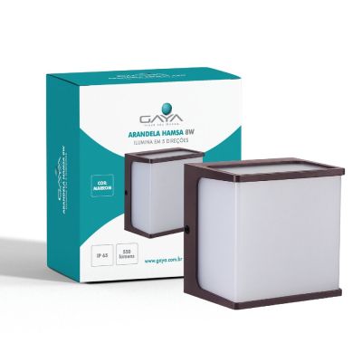 Arandela Externa LED 8W 3000K Hamsa Marrom Luz Amarela Gaya