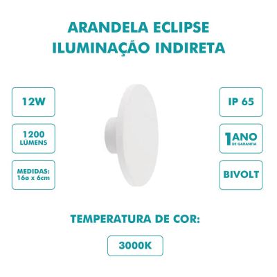 Arandela Linha Gaya 12W Cor Branca Eclipse
