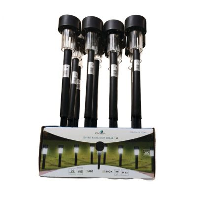 Espeto Jardim Solar 1W Preto Luz Branca Gaya