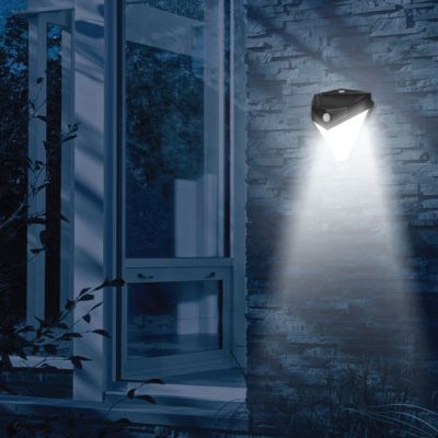 Luminária Solar Haifa com Sensor Preto Luz Amarela Gaya