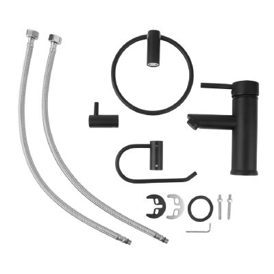 Kit Torneira Misturador para Banheiro de Mesa + Acessório Linfa Preto Fosco Addra