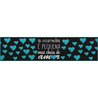 Passadeira com frase: "A cozinha é pequena, mas cheia de amor" - Euro Mats
