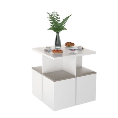 Mesa de Jantar com Banquetas Branco e Bege Appunto