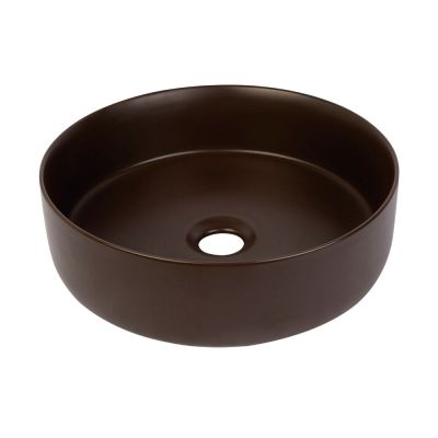 Cuba para Banheiro de Apoio Louça Redonda Marrom 36cm Addra
