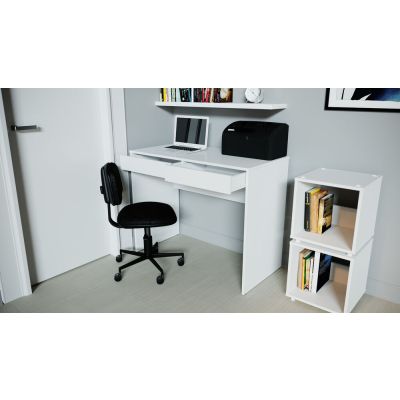 Mesa com 2 gavetas Branco Multivisão