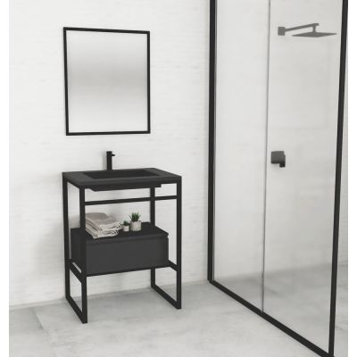 Balcão Iron Black Com Cuba 94 Preto Fosco Venturi