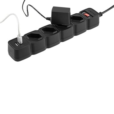 Protetor Eletrônico com 4 Tomadas e 2 USB EPE 204 USB Preto Intelbras