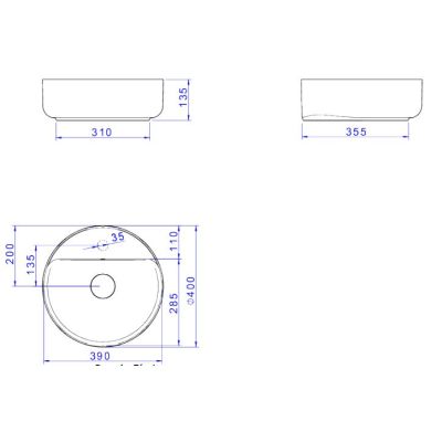 Cuba para Banheiro de Apoio Redonda com Mesa Slim 40cm Ébano Fosco Deca