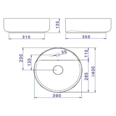 Cuba para Banheiro de Apoio Redonda com Mesa Circolo Slim 30cm Branco Gelo L.12040.M.17 Deca