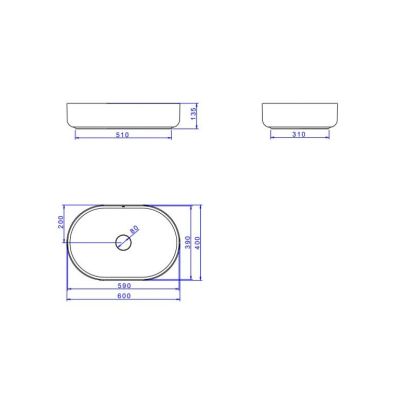 Cuba para Banheiro de Apoio Oval com Mesa Slim 60x40 Branco Gelo L.14060.M.17 Deca