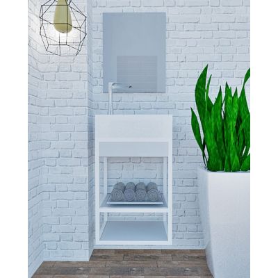 Balcão Iron Steel Wood 40cm Branco Fosco Venturi