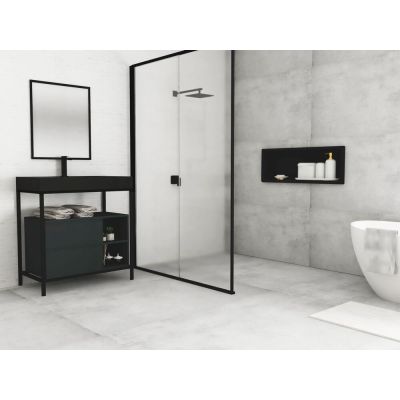 Balcão Iron Steel Wood com Cuba 80cm Preto Fosco Venturi