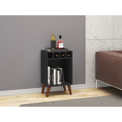 Mesa Lateral com Garrafeiro 43,8x71x32 Preta Movelbento