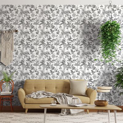 Papel de Parede Floral 0,52x9,5 Branco Bobinex