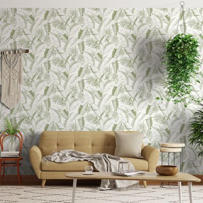 Papel Parede Folhagem 0,52x9,5 Bege Bobinex