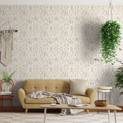 Papel de Parede Arabesco 0,52x9,5 Bege Bobinex