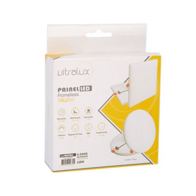 Painel de LED 2 em 1 Quadrado Bivolt 18W 4000K Luz Neutra Vitralux