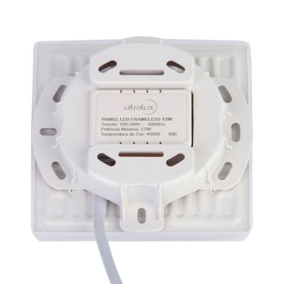 Painel de Sobrepor Fremeless Redondo 48W 3000K Branco Vitralux