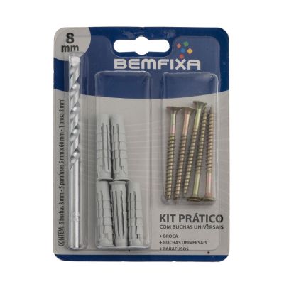 Kit Buchas Para Concreto Universal 8mm Cinza Bemfixa