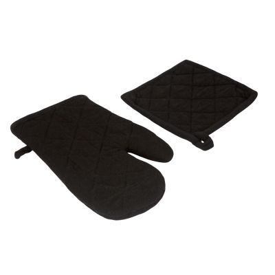 Kit Pega Panela e Luva 2 Peças Preto Casa&Ideia