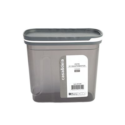 Pote de Plástico 1,8 litros Dupla Abertura Cinza Casa&Ideia
