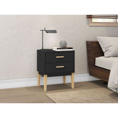 Mesa de Cabeceira LE 6007 50x59x38cm Preto Movelbento