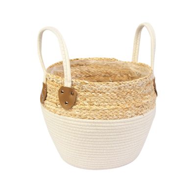 Cesta Decorativa com Alça 27X26X22cm Branco Diagonal