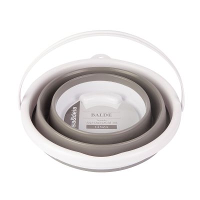 Balde Retrátil de Silicone 10L 32X34,8X24,3cm Cinza Casa&Ideia
