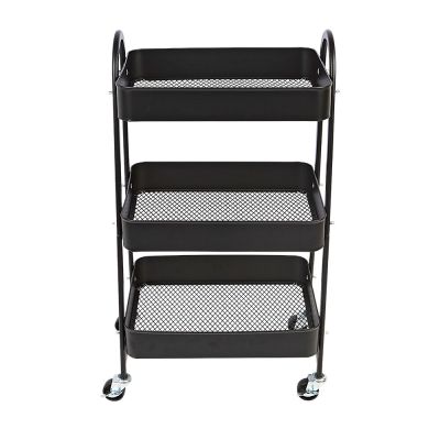 Carrinho Multiuso 3 Andares Ferro 45x30,5x77cm Preta Casa&Ideia